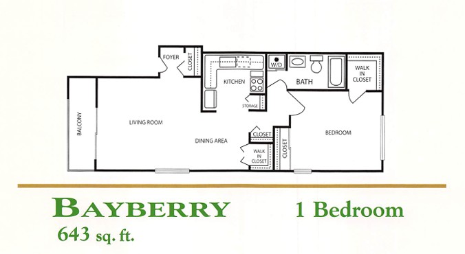 Peachtree Apartments Birch one bedroom floor plan in Clinton Township MI