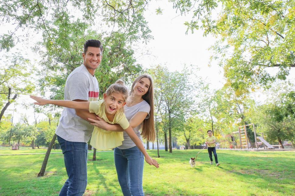 Happy family at home in Clinton Township Michigan
